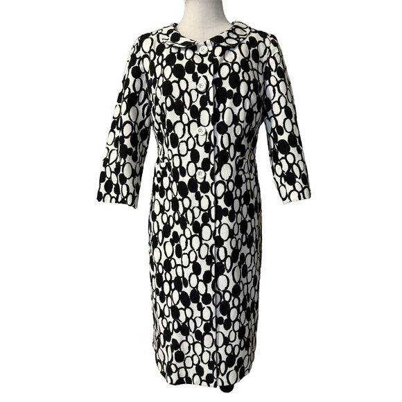 Talbots Dress & Long Jacket Blazer Suit Black Ivory Pink 12 Cotton Mix MOD NWT - Picture 5 of 13